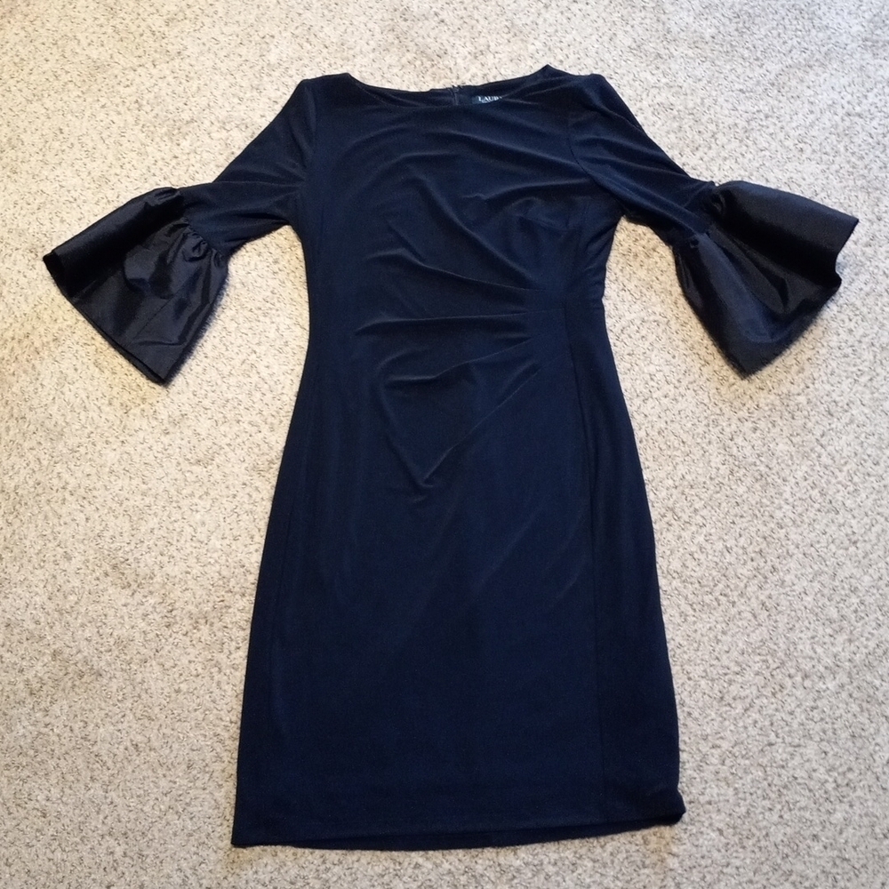 LAUREN RALPH LAUREN size 8 navy formal stretch dress